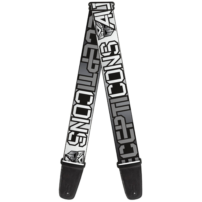 Guitar Strap - Transformers AUTOBOTS DECEPTICONS Shield and Text Grays/Black/White Guitar Straps Hasbro   