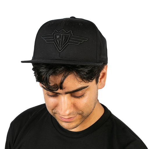 Snapback Hat - Buckle-Down Wings Logo Black on Black Embroidery Hats Buckle-Down, Inc.   