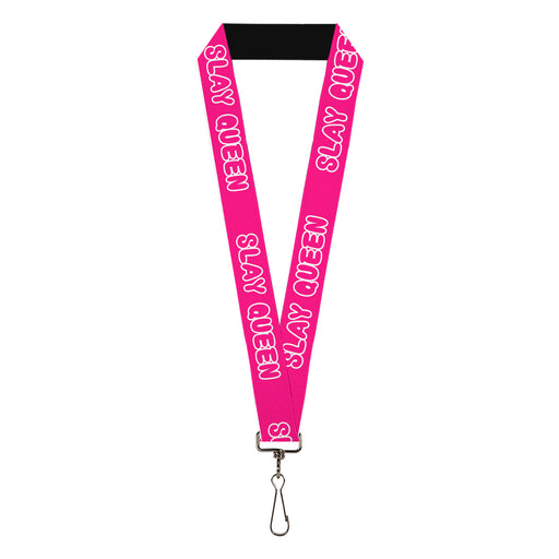 Lanyard - 1.0" - SLAY QUEEN Bubble Text Pink/White Lanyards Buckle-Down   