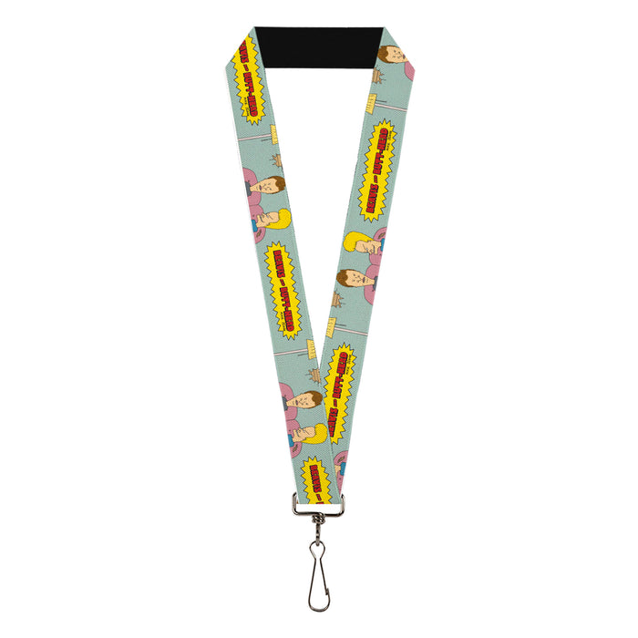 Lanyard - 1.0" - BEAVIS AND BUTT-HEAD Couch Pose and Title Logo Light Blue Lanyards MTV   