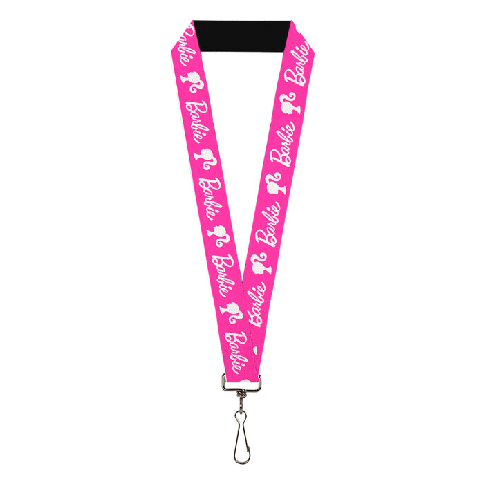 Lanyard - 1.0" - BARBIE Script Signature Logo and Silhouette Hot Pink/White Lanyards Mattel   