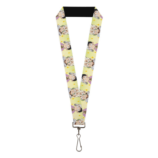 Lanyard - 1.0" - Dr. Stone Chibi Senku and Gen Faces Stars Yellows Lanyards Crunchyroll   