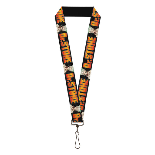 Lanyard - 1.0" - DR. STONE Title Logo and Senku Ishigami Pose Black Lanyards Crunchyroll   