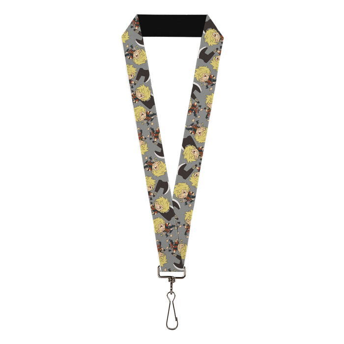 Lanyard - 1.0" - Hell's Paradise Chibi Aza Chobei Axe Poses Scattered Gray Lanyards Crunchyroll   