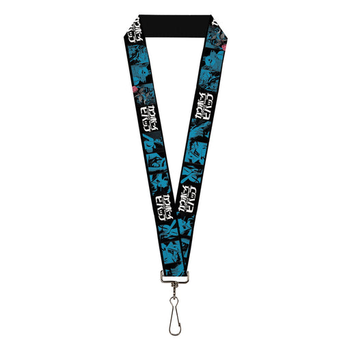 Lanyard - 1.0" - COWBOY BEBOP Title Logo and Character Blocks Black/Blues Lanyards Crunchyroll   