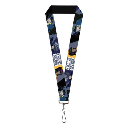 Lanyard - 1.0" - COWBOY BEBOP Spike Vicious and Faye Pose and Title Logo Blues/Yellow Lanyards Crunchyroll   