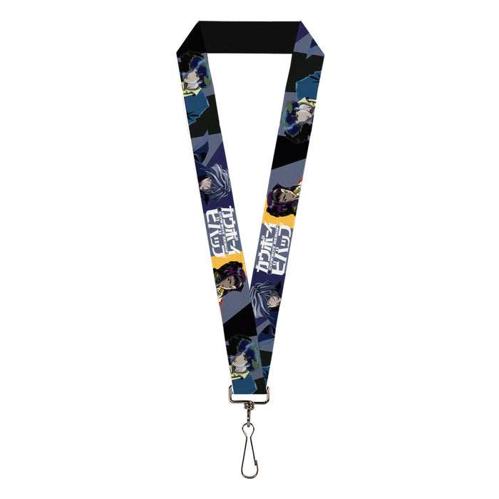 Lanyard - 1.0" - COWBOY BEBOP Spike Vicious and Faye Pose and Title Logo Blues/Yellow Lanyards Crunchyroll   