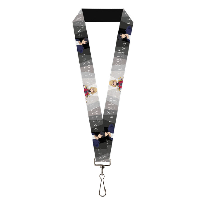 Lanyard - 1.0" - SOLO LEVELING Jinwoo and Hae-In Poses and Title Logo Grays/White Lanyards Crunchyroll   