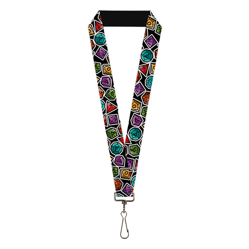 Lanyard - 1.0" - Dungeons & Dragons Dice Collage Black/Multi Color Lanyards Wizards of the Coast   