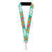 Lanyard - 1.0" - Lilo and Stitch Smiling Pose with Hibiscus and Palm Trees Light Green Lanyards Disney