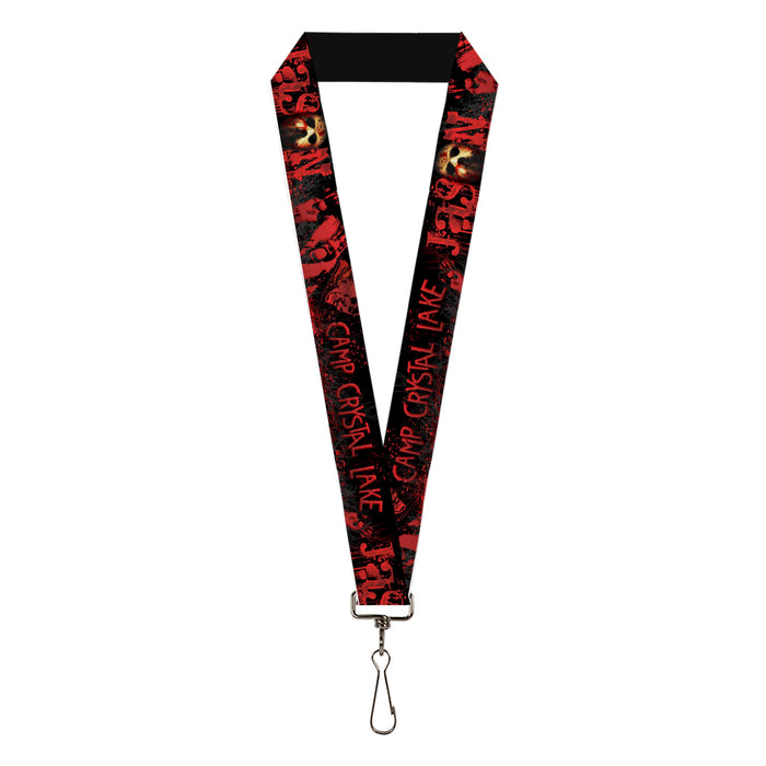 Lanyard - 1.0" - JASON Mask6/CAMP CRYSTAL LAKE/Hand Prints Blood Splatter Black/Reds/Gray Lanyards Warner Bros. Horror Movies   