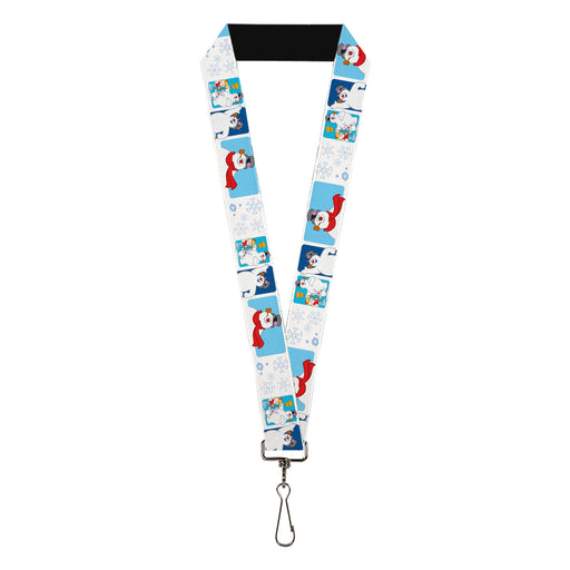 Lanyard - 1.0" - Frosty the Snowman Pose Blocks and Snowflakes White/Blue Lanyards Warner Bros. Holiday Movies   