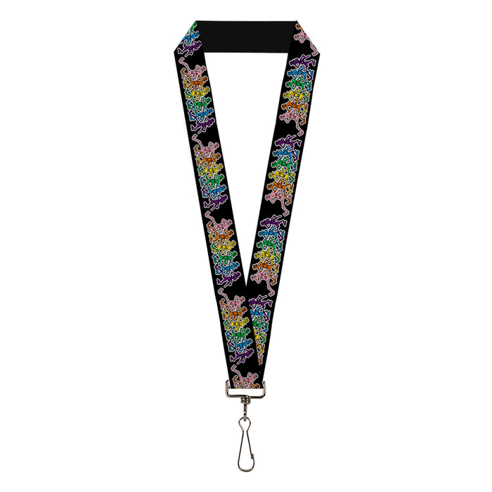 Lanyard - 1.0" - Dancing Skeletons Black Multi Color Lanyards Grateful Dead