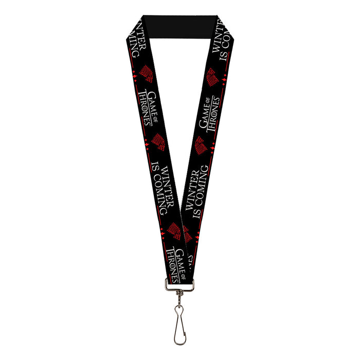 Lanyard - 1.0" - GAME OF THRONES WINTER IS COMING Stark Sigil Black/White/Red Lanyards Gams of Thrones   