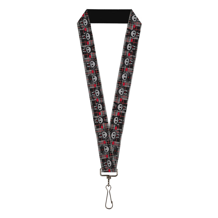 Lanyard - 1.0" - Skelanimals Five Animals and Face Logo Plaid Black/Red/White Lanyards Hasbro   