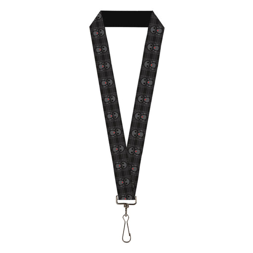 Lanyard - 1.0" - Skelanimals Pen the Penguin Pose Plaid Grays/Black Lanyards Hasbro   