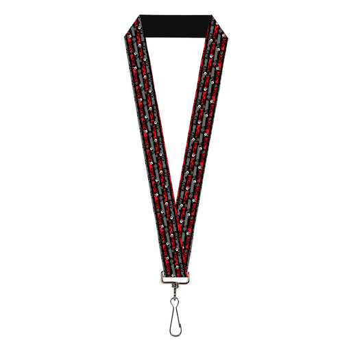 Lanyard - 1.0" - Skelanimals Bonita the Unicorn Poses Stripe Black/Red/Gray Lanyards Hasbro   