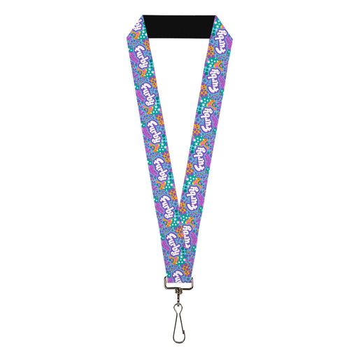 Lanyard - 1.0" - FURBY Title Logo and Fur Prints Collage Multi Color/White Lanyards Hasbro   