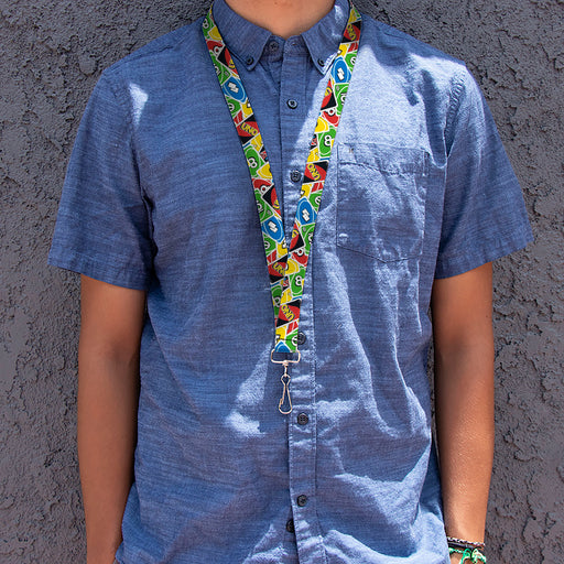 Lanyard - 1.0" - UNO Cards Stacked Collage Multi Color Lanyards Mattel   