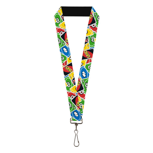 Lanyard - 1.0" - UNO Cards Stacked Collage Multi Color Lanyards Mattel   