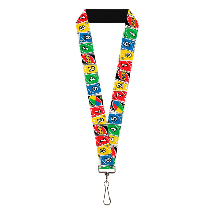 Lanyard - 1.0" - UNO Cards Lineup Stack Multi Color Lanyards Mattel   