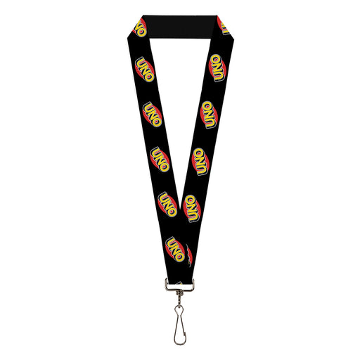 Lanyard - 1.0" - UNO Game Logo Black/Red/Yellow Lanyards Mattel   