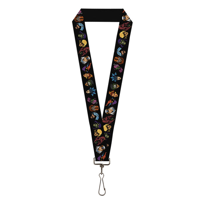 Lanyard - 1.0" - Masters of the Universe Heroes and Villains Faces Black Lanyards Mattel   