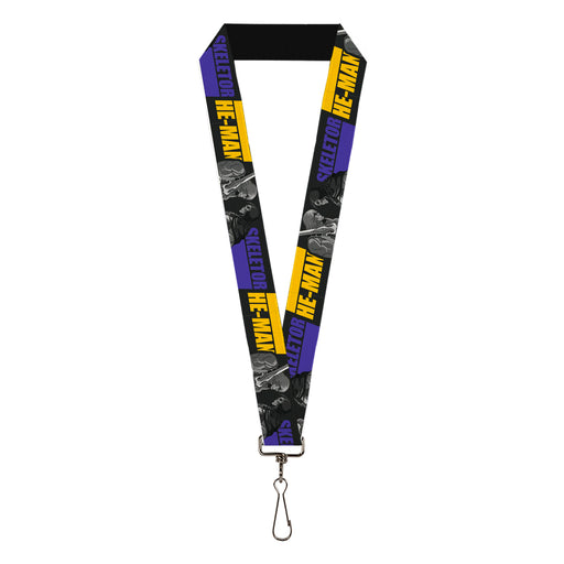 Lanyard - 1.0" - HE-MAN and SKELETOR Face Off Pose and Text Black/Grays/Blue/Yellow Lanyards Mattel   