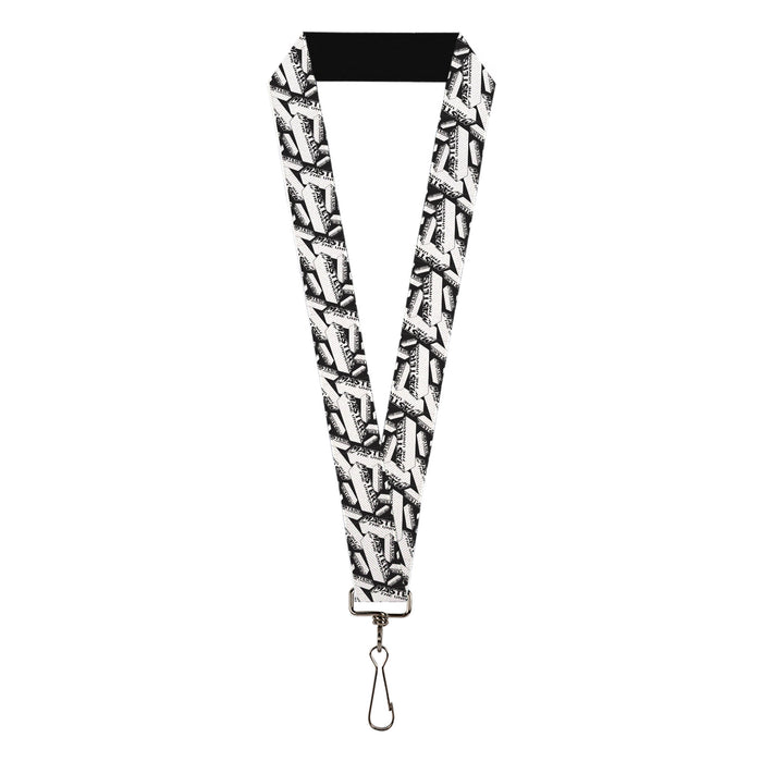 Lanyard - 1.0" - MASTERS OF THE UNIVERSE Brick Logo Stacked White/Black Lanyards Mattel   