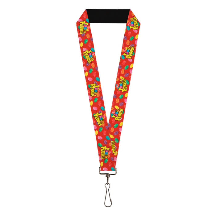 Lanyard - 1.0" - POST FRUITY PEBBLES Logo and Cereal Pebbles Scattered Red/Multi Color Lanyards The Flintstones   