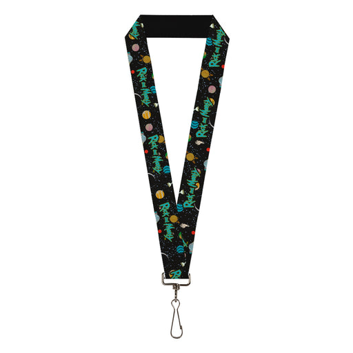 Lanyard - 1.0" - RICK AND MORTY Title Logo Space Black Lanyards Rick and Morty   