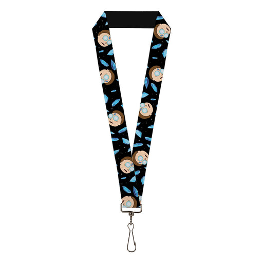 Lanyard - 1.0" - Rick and Morty Death Crystals and Morty Expression Black/Blues Lanyards Rick and Morty   