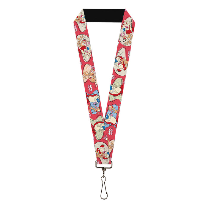 Lanyard - 1.0" - Ren and Stimpy Single and Group Poses Pink Lanyards Nickelodeon   