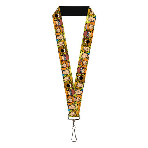 Lanyard - 1.0" - Scooby Doo Character Faces Close-Up Green Lanyards Scooby Doo   