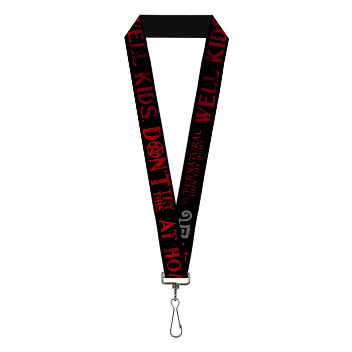 Lanyard - 1.0" - Supernatural DON'T TRY THIS AT HOME Quote and Icons Black/Red/Gray Lanyards Supernatural   