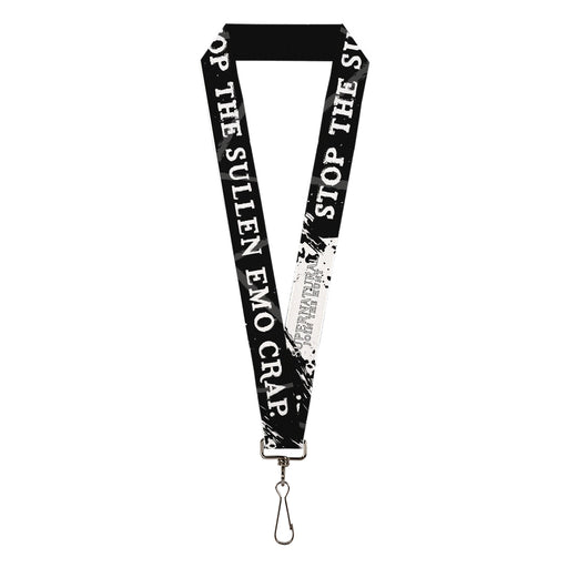 Lanyard - 1.0" - SUPERNATURAL Title Logo STOP WITH THE SULLEN EMO CRAP Quote Black/White Lanyards Supernatural   