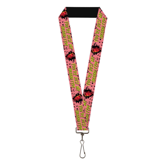 Lanyard - 1.0" - The Lost Boys David Heart Icon YOU'RE JUST MY (BLOOD) TYPE Pink/Yellow Lanyards Warner Bros. Horror Movies   