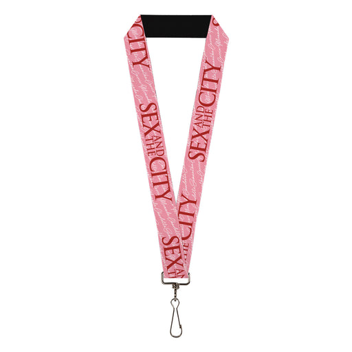 Lanyard - 1.0" - SEX AND THE CITY Title Logo and Names Script Pink/White/Red Lanyards Home Box Office   