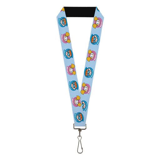 Lanyard - 1.0" - Dexter's Lab DEXTER and DEE DEE Face Icons Blues/Pink Lanyards Warner Bros. Animation   