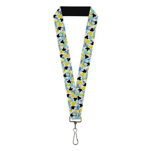 Lanyard - 1.0" - Johnny Bravo Flexing Pose and JOHNNY Icon Collage Blues/Yellows Lanyards Warner Bros. Animation   