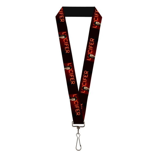 Lanyard - 1.0" - LUCIFER Title Logo Neon Light Pose Black/Reds Lanyards Warner Bros.   