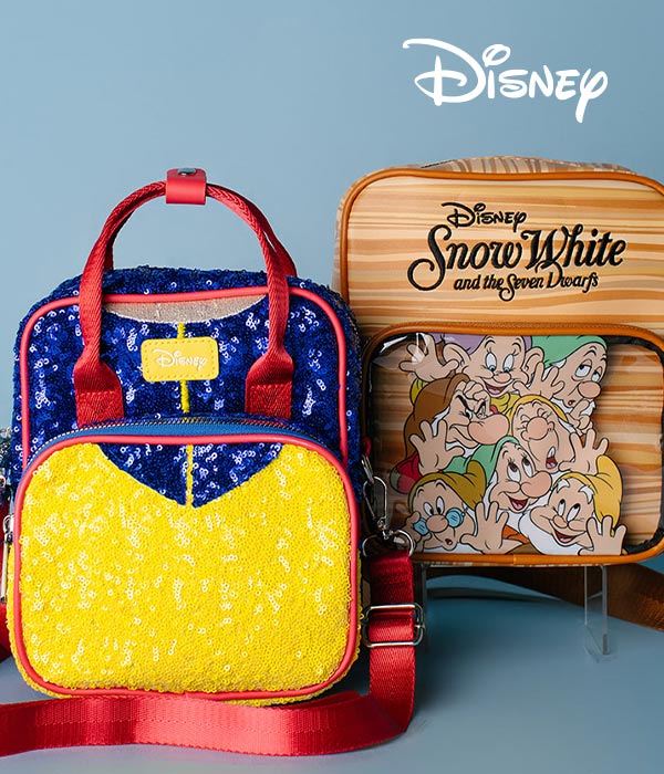 Disney banner featuring snow white bags