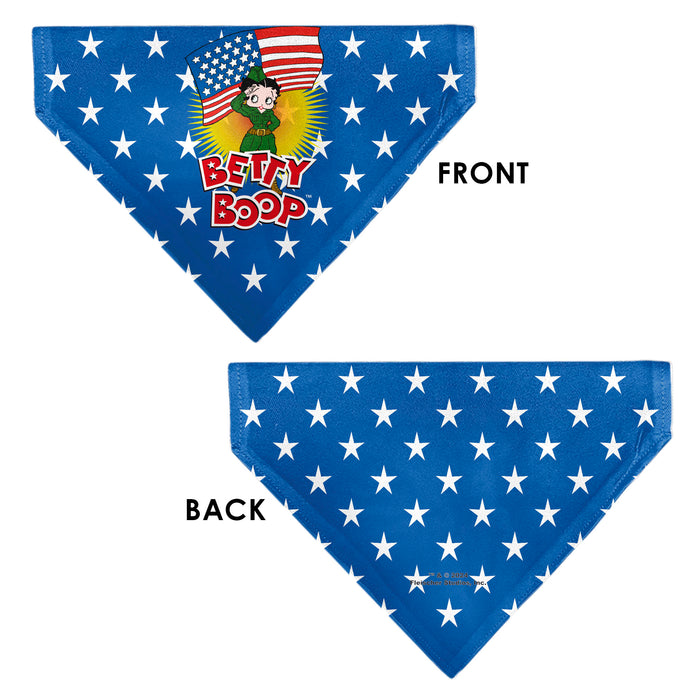 Pet Bandana - Bandana BETTY BOOP Americana Soldier Salute Pose Logo and Stars Blue/White Pet Bandanas Fleischer Studios, Inc.   