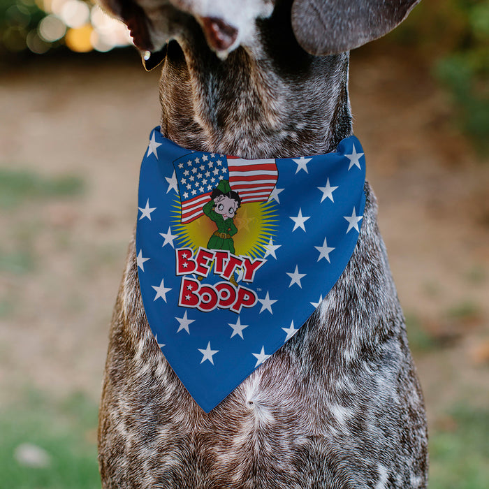 Pet Bandana - Bandana BETTY BOOP Americana Soldier Salute Pose Logo and Stars Blue/White Pet Bandanas Fleischer Studios, Inc.   