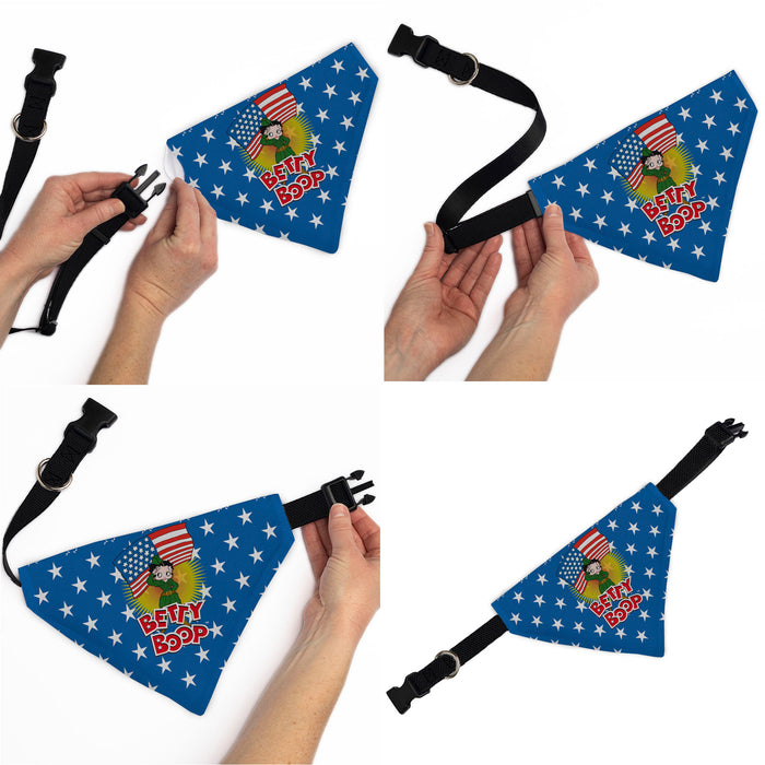 Pet Bandana - Bandana BETTY BOOP Americana Soldier Salute Pose Logo and Stars Blue/White Pet Bandanas Fleischer Studios, Inc.   