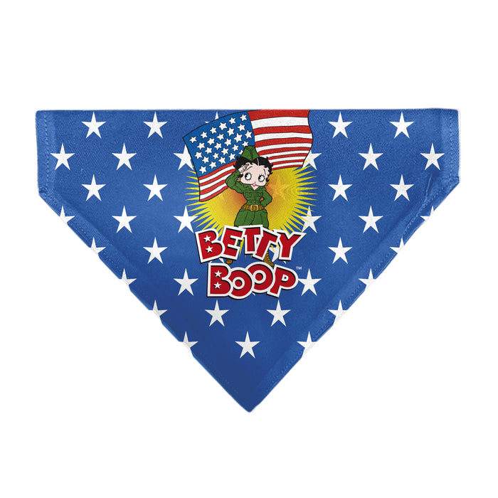 Pet Bandana - Bandana BETTY BOOP Americana Soldier Salute Pose Logo and Stars Blue/White Pet Bandanas Fleischer Studios, Inc.   