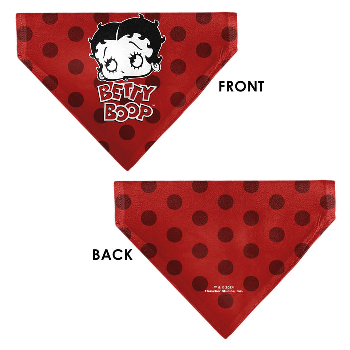 Pet Bandana - Bandana BETTY BOOP Face and Text Polka Dot Reds/Black/White Pet Bandanas Fleischer Studios, Inc.   