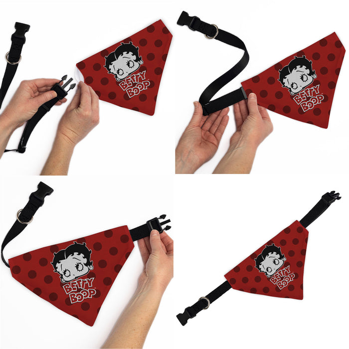 Pet Bandana - Bandana BETTY BOOP Face and Text Polka Dot Reds/Black/White Pet Bandanas Fleischer Studios, Inc.   