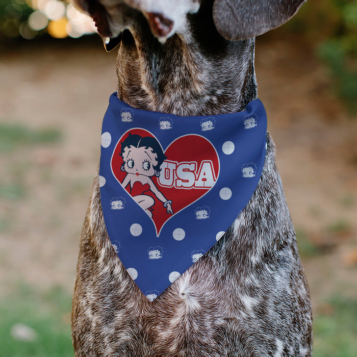 Pet Bandana - Bandana Betty Boop USA Heart Pose Polka Dot/Face Blue/White Pet Bandanas Fleischer Studios, Inc.   