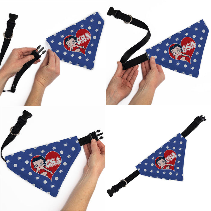 Pet Bandana - Bandana Betty Boop USA Heart Pose Polka Dot/Face Blue/White Pet Bandanas Fleischer Studios, Inc.   